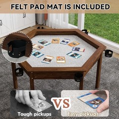 Board Game Table with Removable Table Top for 6 Players, Hexagon Gaming Table
