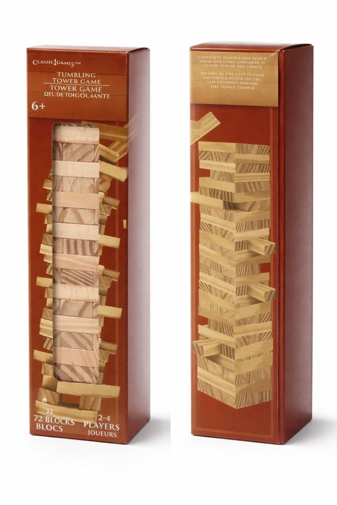 Tumbling Tower Game 72pc Wooden Stacking Blocks Classic Games Factory Sealed W