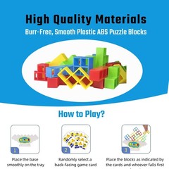 Giant 64 Pcs Stacking Tower Game with 22 Cards – Family Party Fun All Ages