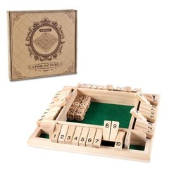 1-4 Players Shut The Box Dice GameClassic 4 Sided Wooden Board Game with 10 D…