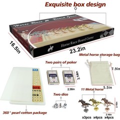 Large 21 inches Horse Racing Board Game with 11 Luxury Metal Horses Thickened Wo