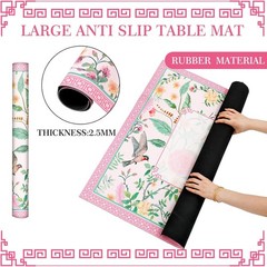 FYSUIMUC Pink Bird Floral Mahjong Mat W/ Carrying Bag 31.5″ x 31.5″ Table Mat