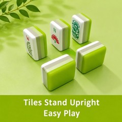 Fresh Green White Layer Mahjong Tiles Peacock Fan Joker Floral Print 160 Set