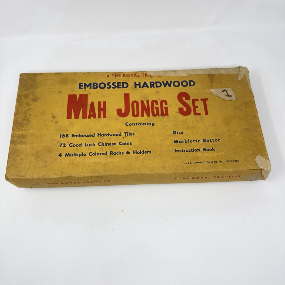 Vintage The Royal Traveler Embossed Hardwood Mah Jongg Set #470 160 Tiles