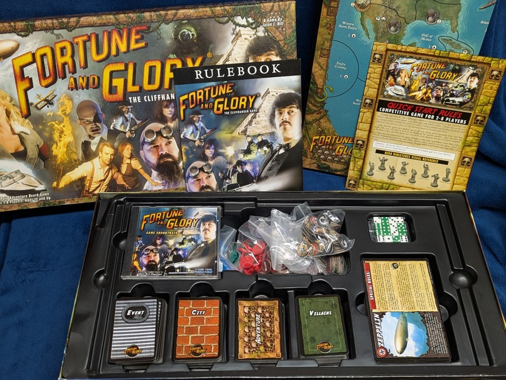 Fortune & Glory The Cliffhanger Adventure Board Game COMPLETE First Edition FFP