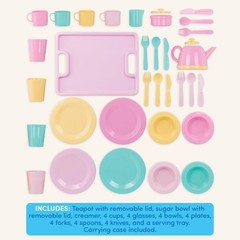 Play Circle Dish Set 34 Pieces Tea Party Kitchen Toys Toddlers Battat Plates