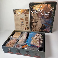 Salt & Sail A Game of Discovery Board Game Deluxe Pledge Metal & Wooden Pieces