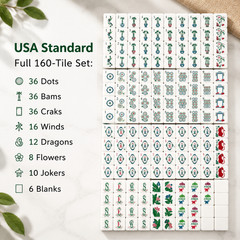160-Piece Mahjong Set USA Standard Tiles – Full Family Game Pack