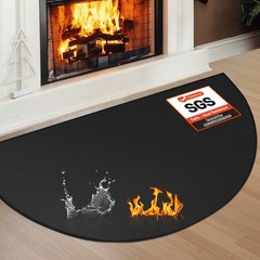 Fireplace Mat Fireproof, 2′ x 3’6” x 0.04” x 3’6″ (Semicircular), Black