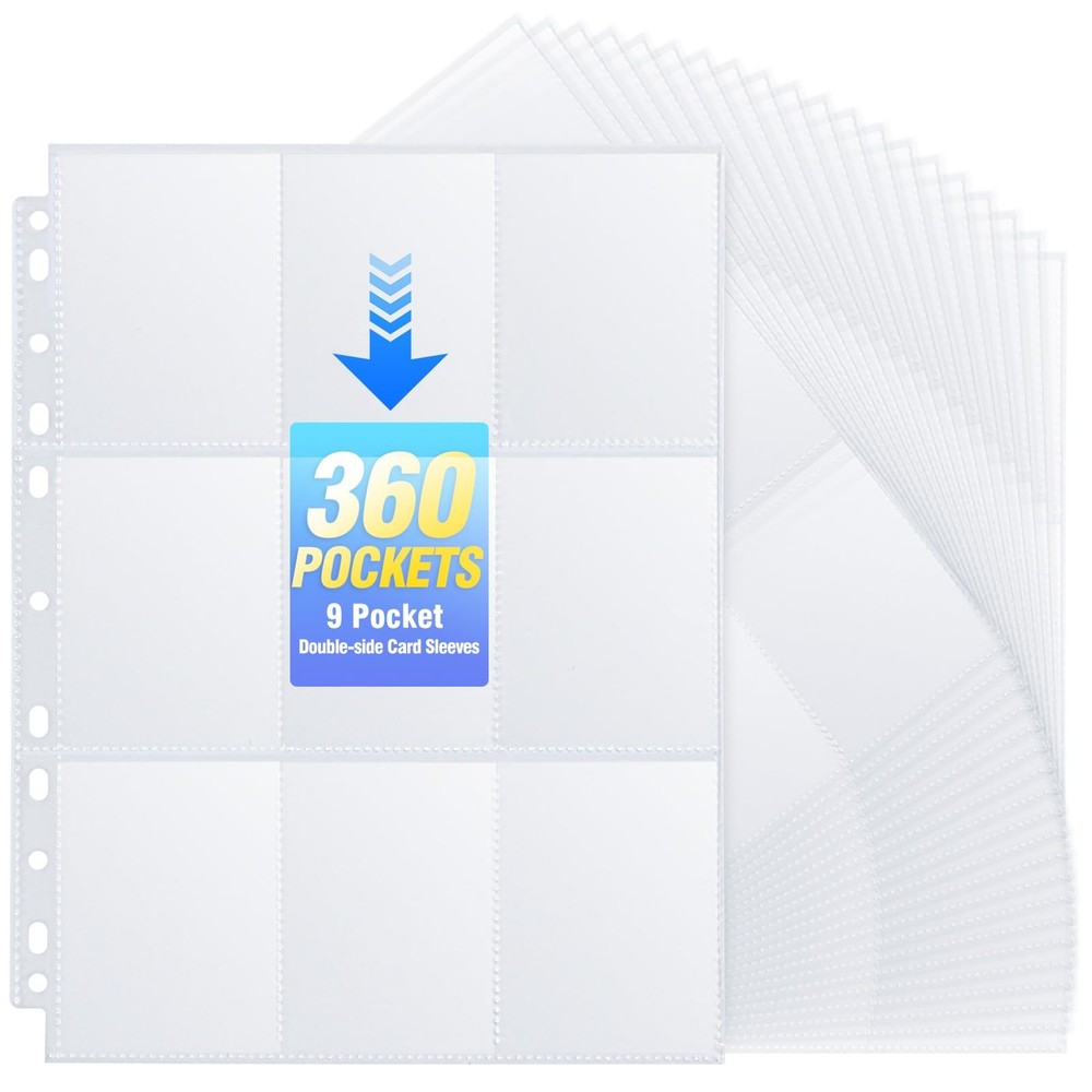 360 Pockets Binder Card Sleeves Double-Sided 9 Pocket 2.6×3.6 inch, 20 Pack