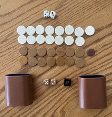 Aries Blue Suede Backgammon Set – 15″ x 10-1/2” – Complete