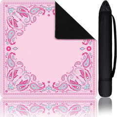 Mini Mahjong Mat for Travel Set 22×22 Inch Paisley Floral Majiang Mat Cute Color