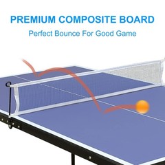 Table Tennis Table, 4.5ft Portable Ping Pong Table Game Set, Mid-Size Foldabl…