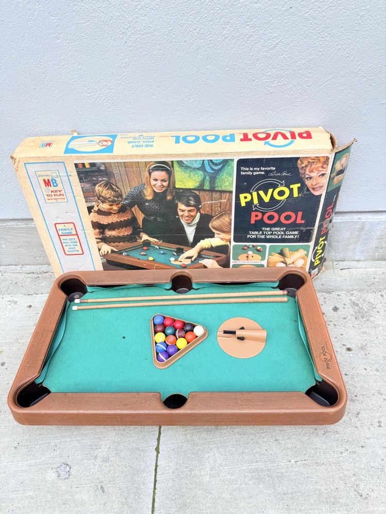 Vintage Milton Bradley Pivot Pool Table Top Game 1972 Complete W/ Box *READ*