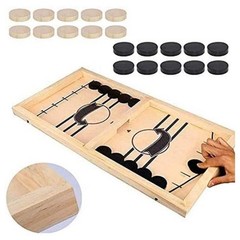 Family Friendly Sling Puck Wooden Fast Action Tabletop Game 2 Player