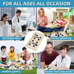 Fast Sling Puck Game Wooden Tabletop Hockey Board Game Family Party Desktop Toy