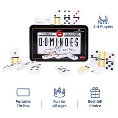 Double Six Dominoes Set for Adults, Classic Domino Game with Tin Box – 28 Tiles