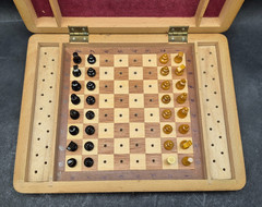 Vintage Soviet Wooden Pegged Chess Set Folding Wooden Box USSR
