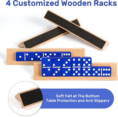 Dominoes Set for Adults with 4 Wooden Racks/Trays, Double Six Travel Portable Ca