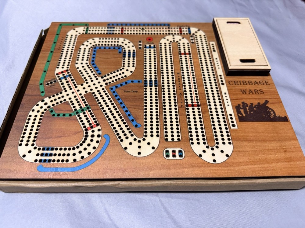 Cribbage Wars Board Game Wooden Cribbage War Game Set New with Cards and Pegs