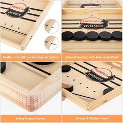 Fast Sling Puck Game, Wooden Air Hockey Board Game with 10 Spare Pucks & 2 El…