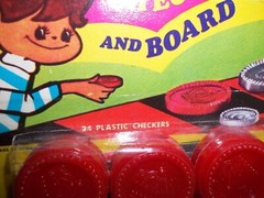 Vtg NIP Checkers & Board 24 Plastic Checkers with Folding Mat Sealed Hong Kong