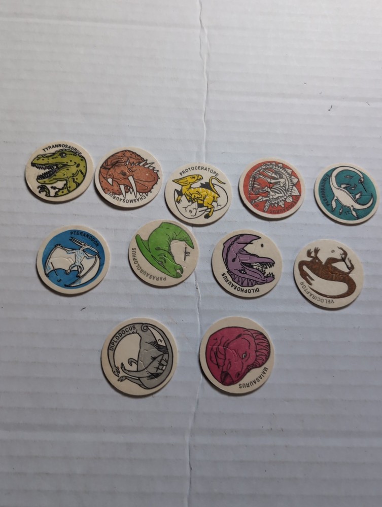1993 Pog Pogs Lot Of 11 Dinosaurs