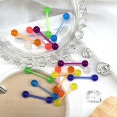 48Pcs 14G Glow in Dark Flexible Acrylic Straight Tongue Barbell Nipple Ring R…