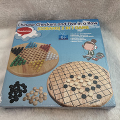 2 in 1 Chinese Checkers and Gobang (Five in a Row) Wooden Board Game NEW Sealed