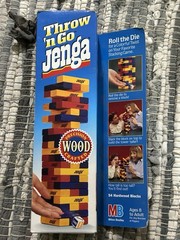 Throw ‘n Go Jenga Milton Bradley Color Wood Blocks Vintage 1995