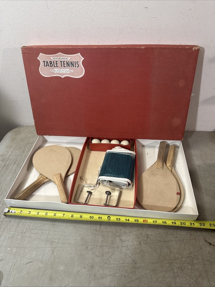 Vintage Milton Bradley Tournament Table Tennis Game Springfield MA Paddles Net