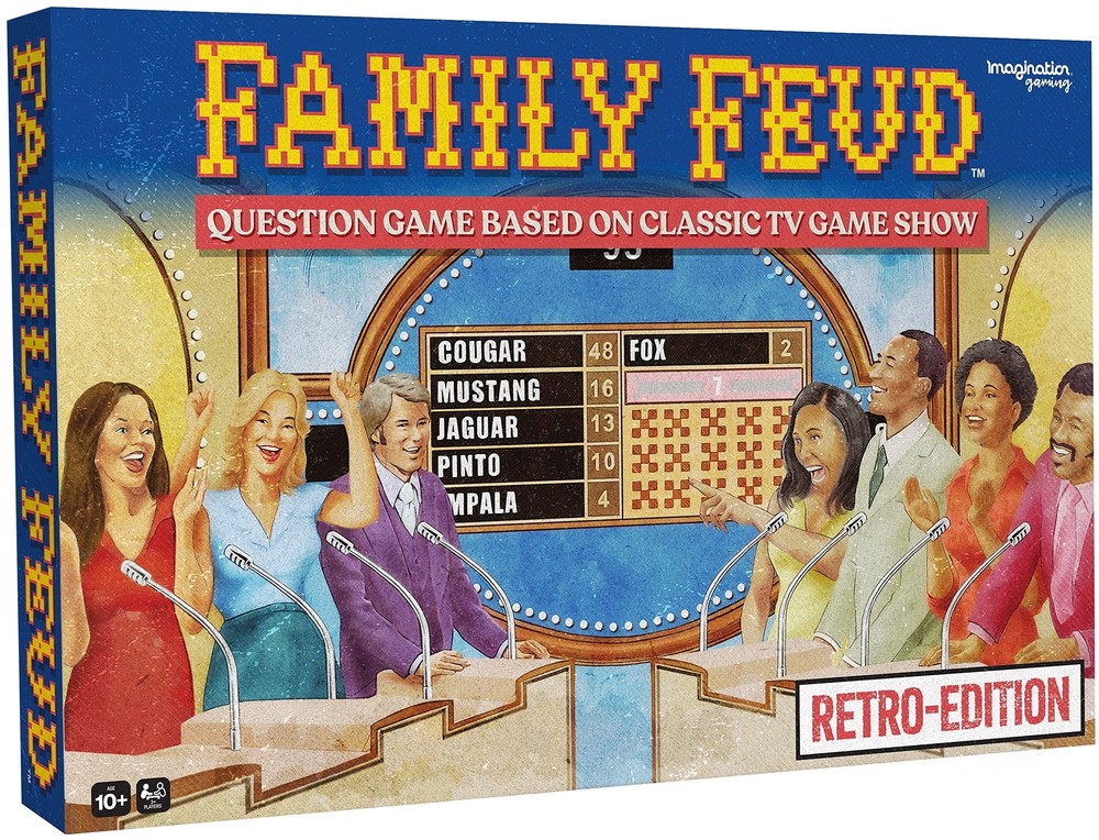 Family Feud Retro Edition Card Game Classic Fun for Family and Friends 80s Style