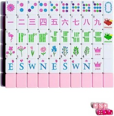 American Mahjong Tile Set, 160 Pink Engraved Cute Mahjong Tiles with Mahjong –