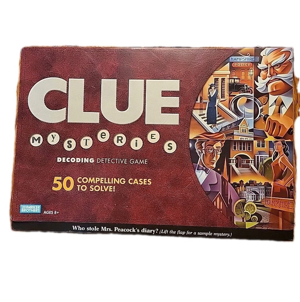 2005 CLUE Mysteries Decoding Detective Board Game New Sealed Box w/Outer Sleeve