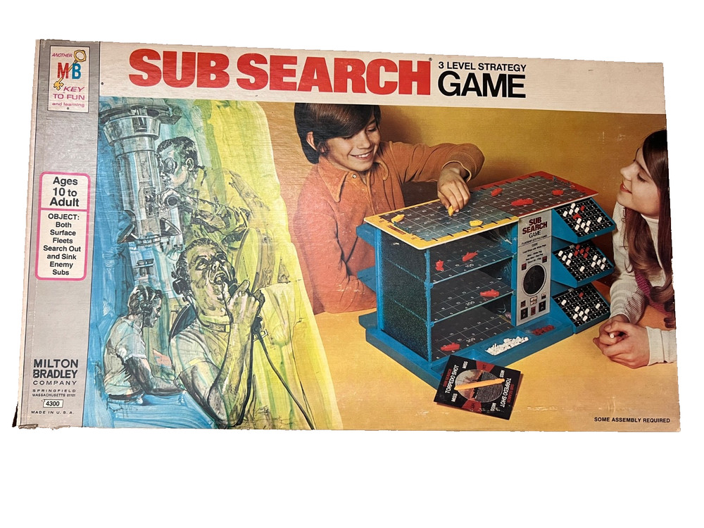 Sub Search Game 3-Level Strategy Milton Bradley 1973 Complete Board Game 4300