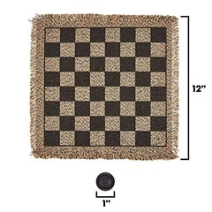 3-in-1 Mini Checkers Rug + Classic & Mega Tic Tac Toe – Portable 12×12 inches