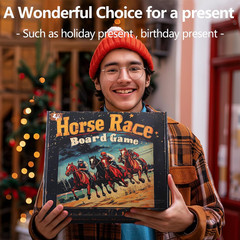 Horse Racing Board Game with 11 Luxury Metal Horses, Foldable Wood Horse Race Ga