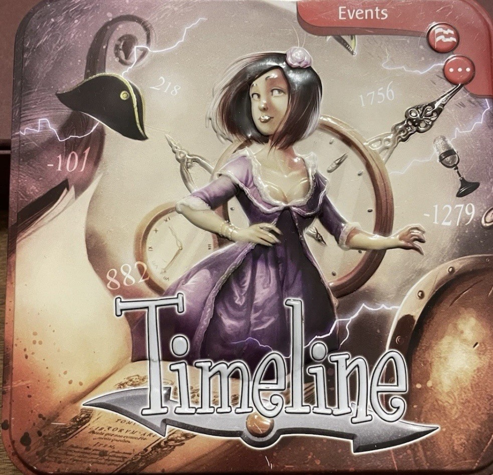 Asmodee Timeline Historical Events Game Tin Box Frederic Henry (missing 1 card)