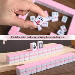 Portable Mini Mahjong Set – Waterproof 144 Melamine Tiles, Travel Handbag, Compl