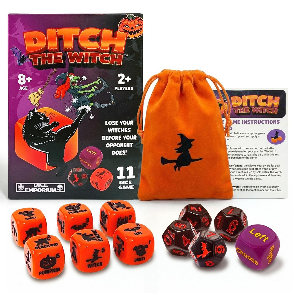 for Ages 8+ – Fast-Paced Family Games with Custom 6 Sided Dice, Witch Counter…