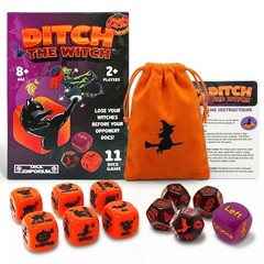 for Ages 8+ – Fast-Paced Family Games with Custom 6 Sided Dice, Witch Counter…