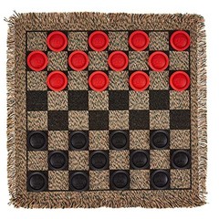 3-in-1 Mini Checkers Rug + Classic & Mega Tic Tac Toe – Portable 12×12 inches