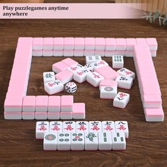 Portable Mini Mahjong Set – Waterproof 144 Melamine Tiles, Travel Handbag, Compl