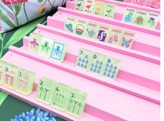 Luxury Fruit Green Crystal Acrylic American Mahjong Set 160 Tiles Home Game