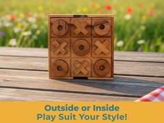 Wooden Tic Tac Toe Game 5.5 Inch Classic Family Fun Desk Decor Gift