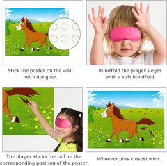 Pin The Tail on The Horse Birthday Game with 48pcs Tails for Kids Farm Birthd…