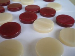 30 Acrylic Backgammon Checkers – Chips Red & Ivory 1.4 inches – High Quality