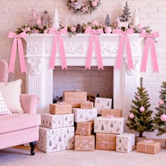 12 Pcs Pink Velvet Bows for Christmas 11″ x 5.5″ x 1.5″ (each bow),