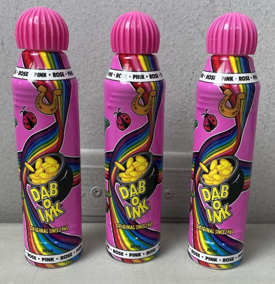 Dab O Ink Set of 3 Pink Bingo Markers Daubers 3 Ounces Each Win With These New