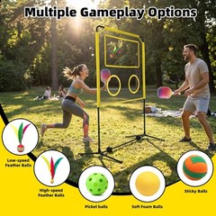 5-in-1 Indoor & Outdoor Multi-Sport Set with Net for Pickleball, Badminton, T…